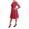 Abito al ginocchio a trapezio rosa a pois - IT38-XS