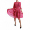 Abito al ginocchio a trapezio rosa a pois - IT38-XS