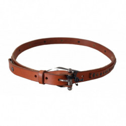Cintura fibbia argento rustico vera pelle marrone - 85 CM / 34 INCHES