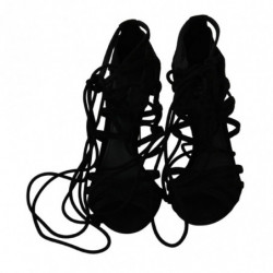 Sandali scarpe spillo cinturino pelle scamosciata nera - EU36/US5.5