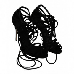 Sandali scarpe spillo cinturino pelle scamosciata nera - EU36/US5.5