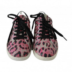 Sneakers piatte pelle da allenamento stampa leopardata rosa - EU42/US9