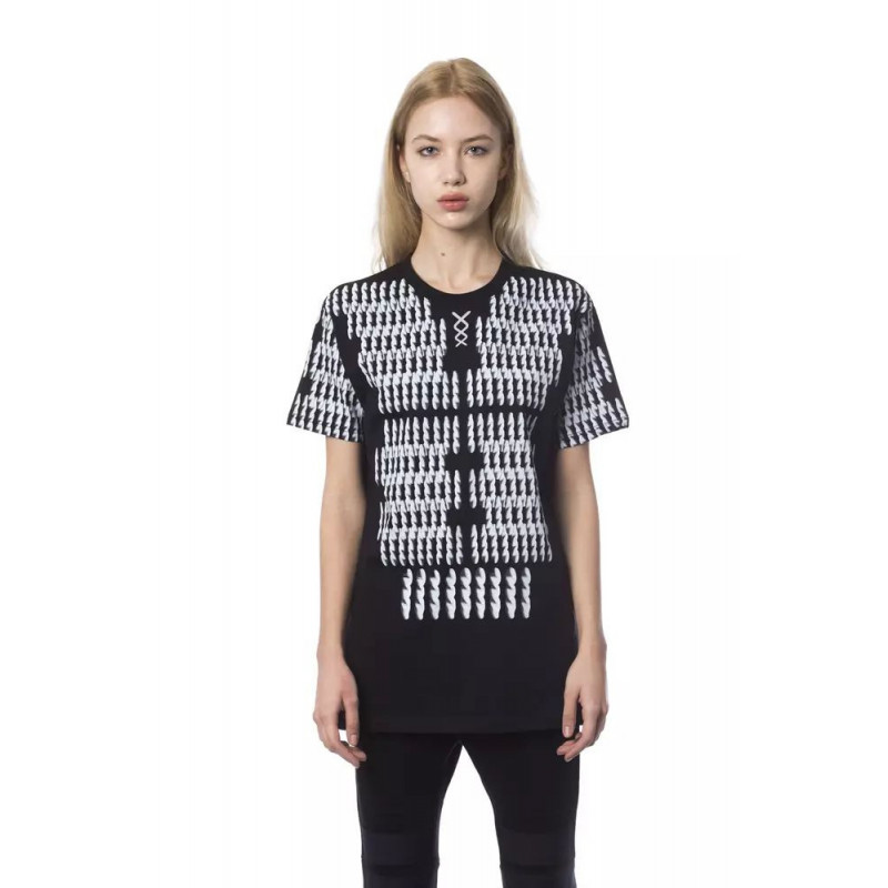 T-shirt in cotone bianco e nero - XL