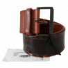 Cintura con fibbia larga in pelle marrone scuro - 75 CM / 30 INCHES