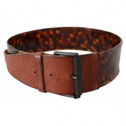 Cintura con fibbia larga in pelle marrone scuro - 75 CM / 30 INCHES