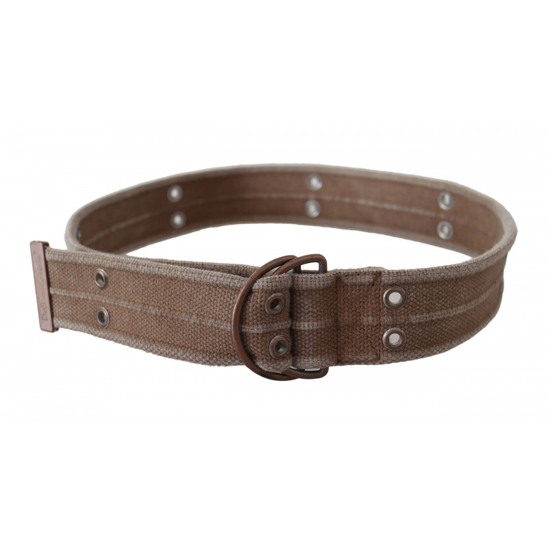 Cintura con fibbia in pelle beige con logo - 100 CM / 40 INCHES