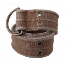 Cintura con fibbia in pelle beige con logo - 100 CM / 40 INCHES