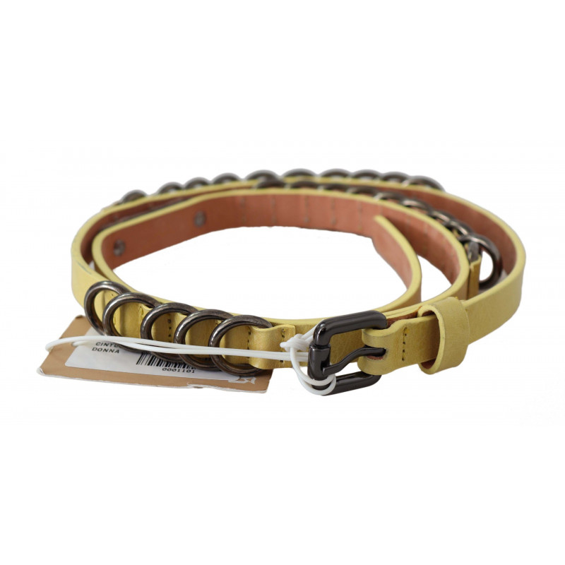 Cintura fantasia fibbia sottile lusso pelle gialla - 85 CM / 34 INCHES