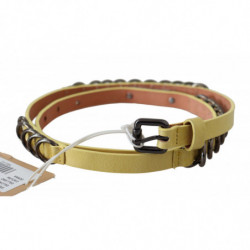 Cintura fantasia fibbia sottile lusso pelle gialla - 85 CM / 34 INCHES