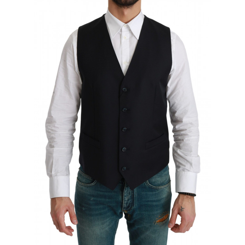 Gilet Blu Gilet Formale in Lana Stretch - IT48 - M