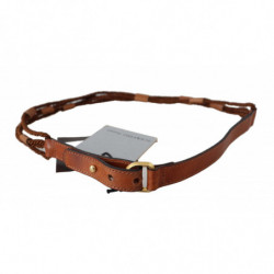 Cintura fibbia dorata corda intrecciata pelle marrone - 90 CM / 36