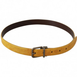 Cintura fibbia grigia pelle pelle esotica gialla - 95 CM / 38 INCHES
