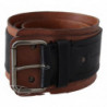 Cintura larga fibbia argentata pelle marrone nera - 85 CM / 34 INCHES