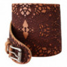 Cintura con logo ricamato in pelle marrone larga - 85 CM / 34 INCHES