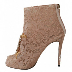 Scarpe tacco spillo stivaletti pizzo cristallo rosa - EU36/US5.5