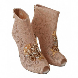 Scarpe tacco spillo stivaletti pizzo cristallo rosa - EU36/US5.5
