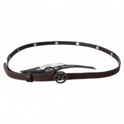 Cintura fibbia logo rotondo pelle marrone magro - 100 CM / 40 INCHES