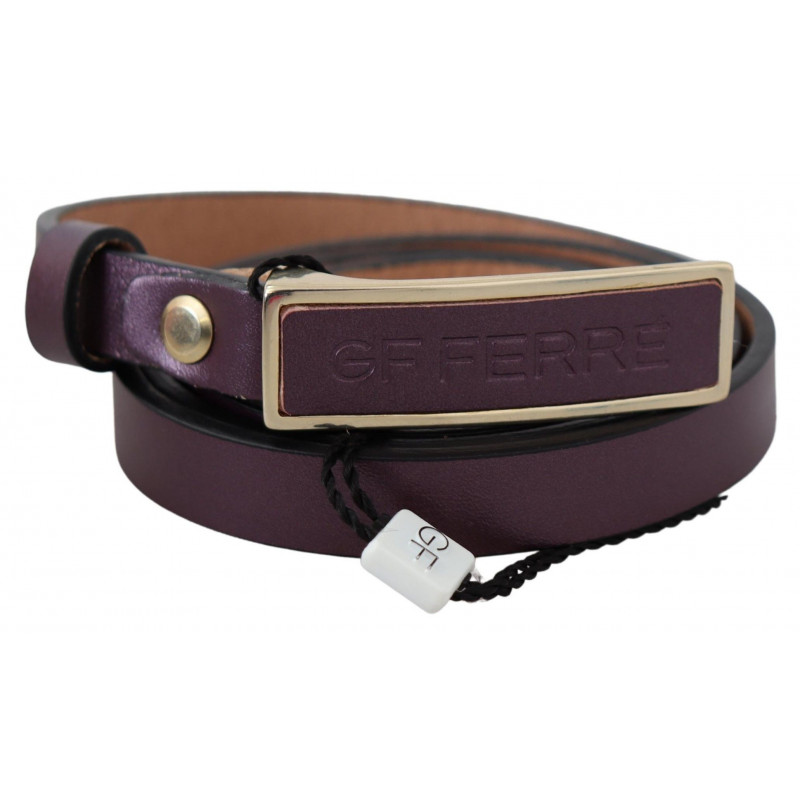 Cintura sottile pelle fibbia logo dorato - 90 CM / 36 INCHES
