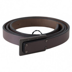 Fibbia con logo tattico in pelle marrone scura - 100 CM / 40 INCHES
