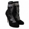 Scarpe con stivaletti con tacco a spillo con rose nere - EU39/US8.5