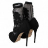 Scarpe con stivaletti con tacco a spillo con rose nere - EU39/US8.5