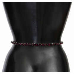 Cintura in pelle viola con cristalli - 85 CM / 34 INCHES