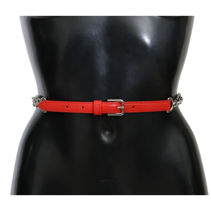 Cintura vita floreale argento rose pelle rossa - 80 CM / 32 INCHES