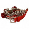 Cintura vita floreale argento rose pelle rossa - 80 CM / 32 INCHES
