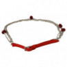 Cintura vita floreale argento rose pelle rossa - 80 CM / 32 INCHES