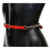 Cintura vita floreale argento rose pelle rossa - 80 CM / 32 INCHES