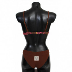 Costume da bagno da spiaggia a due pezzi marrone rosa - IT42-M