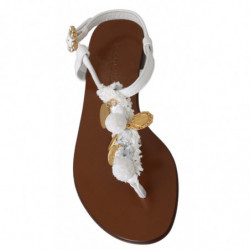 Scarpe sandali infradito con monete in pelle bianca - EU35/US4.5