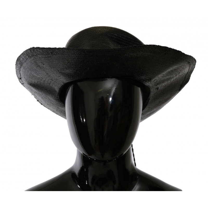 Cappello da cowboy a tesa larga nero in tinta unita - 58 CM-M