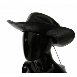 Cappello da cowboy a tesa larga nero in tinta unita - 58 CM-M