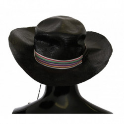 Cappello da cowboy a tesa larga nero in tinta unita - 58 CM-M