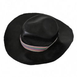 Cappello da cowboy a tesa larga nero in tinta unita - 58 CM-M