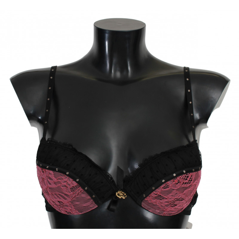 Intimo reggiseno push up in pizzo nero rosa - IT1 - XS