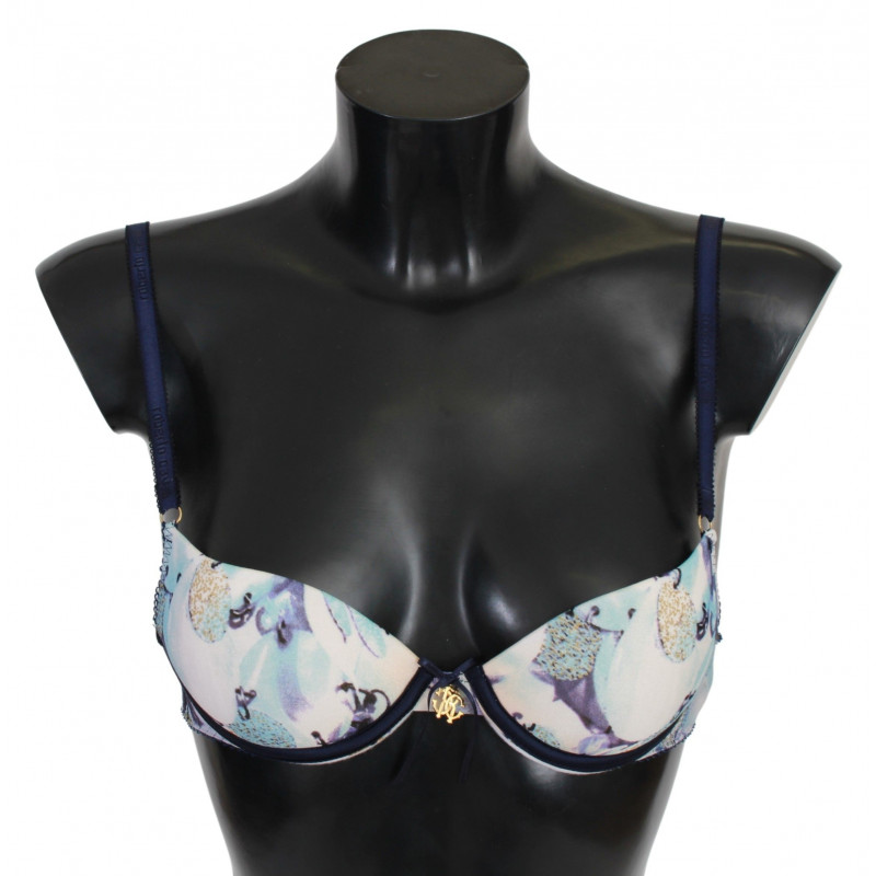 Intimo reggiseno reggiseno in nylon stampato blu - IT1 - XS