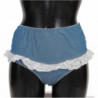 Intimo inferiore in denim con slip in pizzo di cotone blu - IT2 - S