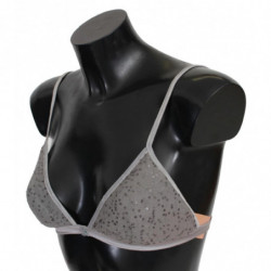 Intimo reggiseno triangolare in nylon grigio con paillettes - IT2 - S