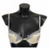 Intimo di seta con reggiseno push up in pizzo grigio beige - IT2 - S