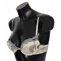 Intimo di seta con reggiseno push up in pizzo grigio beige - IT2 - S