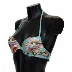 Top bikini da spiaggia con stampa floreale verde menta - IT1 - XS