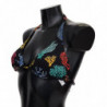Top bikini da spiaggia da donna con stampa coralli neri - IT1 - XS