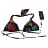 Top bikini da spiaggia da donna con stampa coralli neri - IT1 - XS