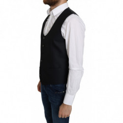 Gilet formale da cappotto con motivo Romb in seta blu - IT46 - S