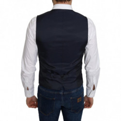 Gilet formale da cappotto con motivo Romb in seta blu - IT46 - S