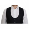 Gilet formale da cappotto con motivo Romb in seta blu - IT46 - S
