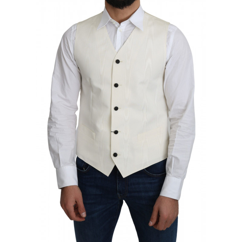 Gilet cappotto formale in seta 100% bianco sporco - IT48 - M
