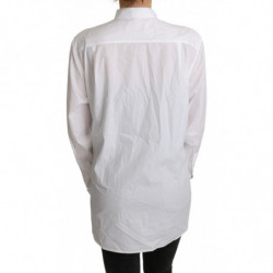Top in camicetta con collo a sciarpa in cotone bianco - IT44-L
